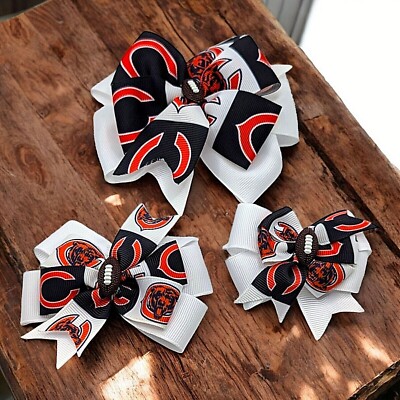 Chicago Bears Hair Bow Clip Girls Hair bows Toddler Hair Bow Kids Hair Bow 