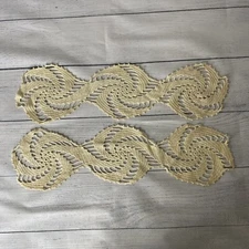 Vtg Table Runners or Dresser Scarf PAIR Hand Crocheted 17.5" x 5" each