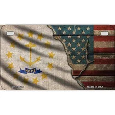Rhode Island/American Flag Novelty Metal Motorcycle Plate MP-12418