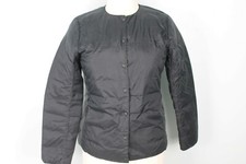 Muji Women’s Black Button Front Quilted Jacket Crew Neck Size M