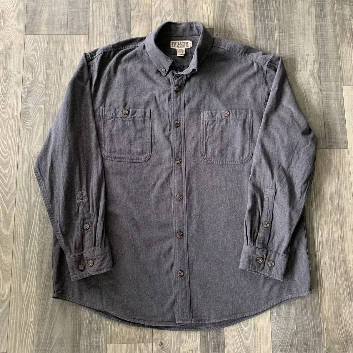 Duluth Trading Free Swingin Flannel Shirt Men s XL Grey Solid