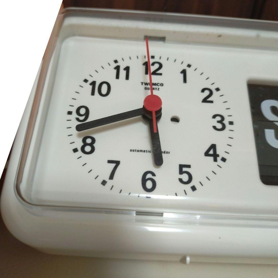 TWEMCO Desktop Wall Clock Analog Flip Clock BQ-38 Retro Calendar, From ...
