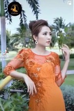  o D i Thiet Ke- Beaded Double Layers Designer Long Dress With Pants . Size L