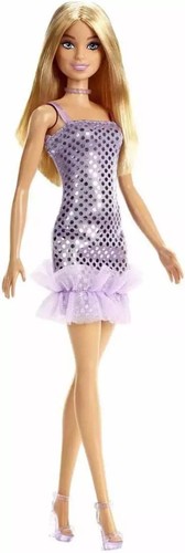 Barbie Puppe im lila gepunkteten Kleid - Bild 1 von 4