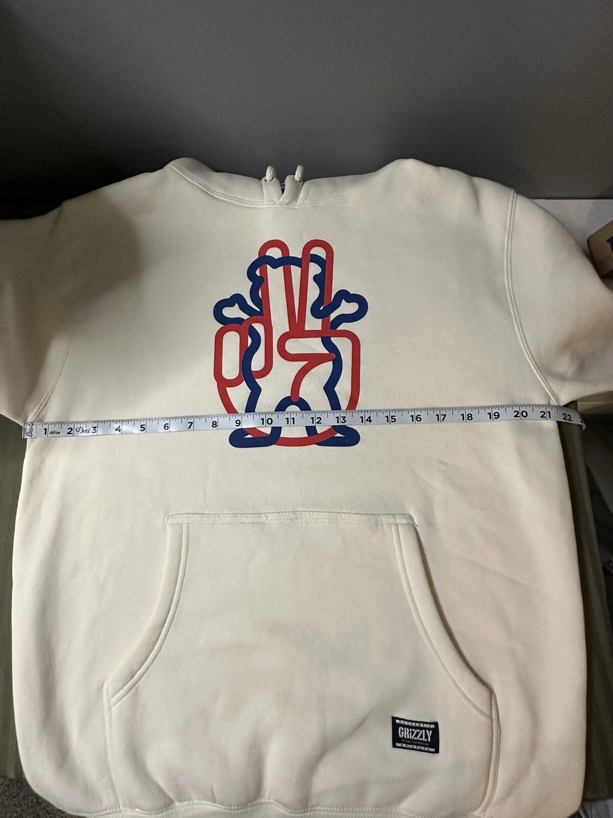 OFF WHITE Felpa con cappuccio unisex bianca nuova senza etichette piccola grizzly off