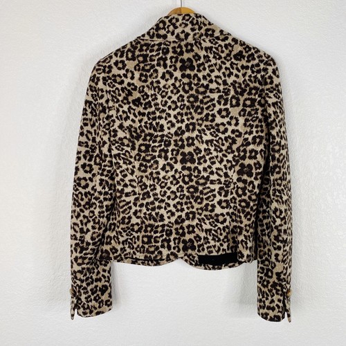Dana Bachman Womens Size 6 Brown Leopard Woven Wool Blend Blazer Jacket Animal - Picture 9 of 9