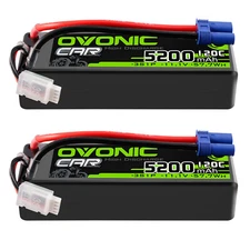 2X Ovonic 3S 5200mAh Lipo Battery 11.1V 120C EC5 for 1/10th RC Car Heli Jet Boat