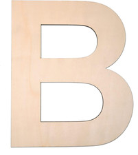 12 Inch Wooden Letter B, 1/4 Inch Thick Large Unfinished Wood Letter for DIY Cra