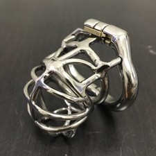 Stainless Steel Male Chastity Device Short Cage for Men Metal Locking Belt CC151