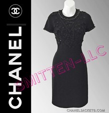 $3,350 CHANEL Black Beaded Embellished Luxe Knit DRESS * FR 38 /US 4 * PRISTINE