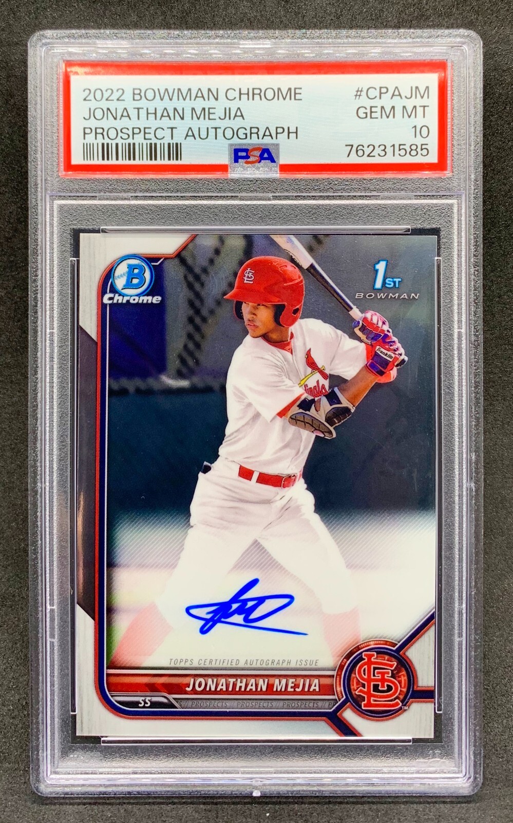 2022 Bowman Chrome JONATHAN MEJIA Cardinals Prospect 1st Auto Gem Mint PSA 10