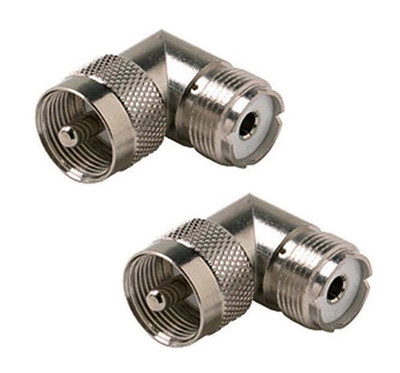 2 Pack UHF PL-259 Male to SO-239 Female Right Angle 90 Degree Adapter Connector