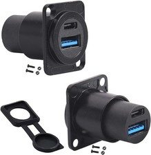 PENGLIN 2PCS Dual USB Panel Mount Adapter,USB-C 3.1  USB 3.0 Female