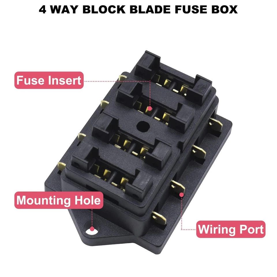 4 Voies Standard Boîte à FusiblesBoîte à Fusibles de Voiture12V / 24V / 32V /... - Photo 2/4