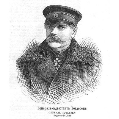 General Eduard Totleben, russischer Oberingenieur - antiker Druck 1877