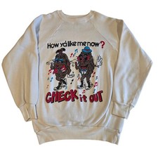 Vintage 80s California Raisins Champion Sweatshirt Large White Raglan USA Made