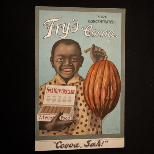 C 1918 Ad Fry’s Chocolate Cute African American Boy Ed Filby RARE Cocoa Pod