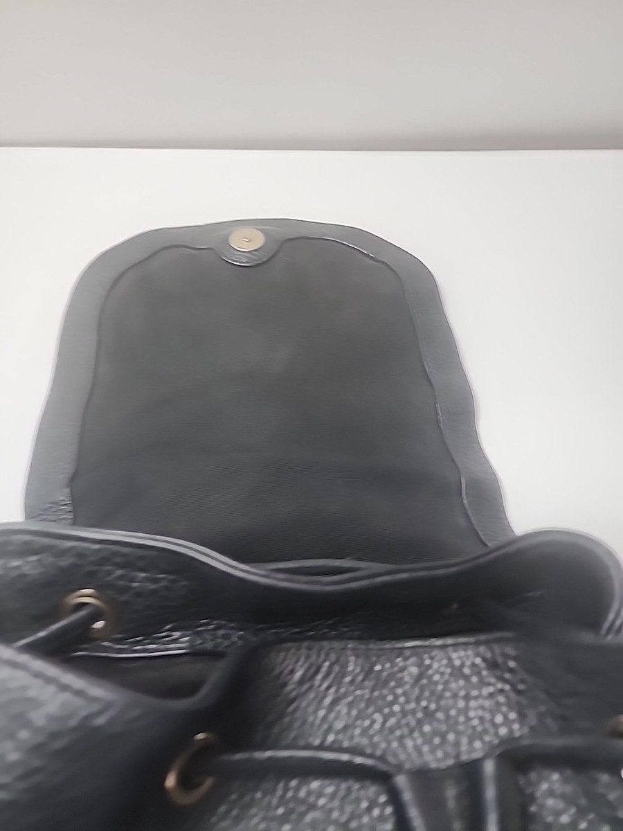 Coach Billie Black Pebbled Leather Turn Lock Drawstring Backpack