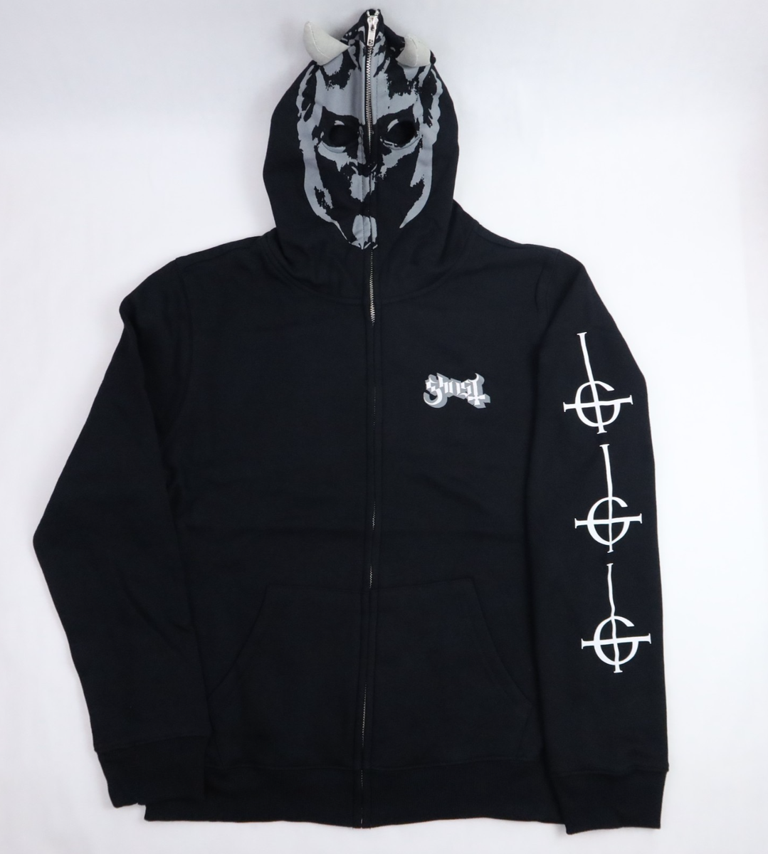 Ghost Ghoul Grucifix Hoodie Adult Small Full Zip Horns Mask Hooded