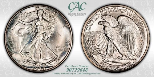 1944 D Walking Liberty Half Dollar 50c CAC MS 67 Beauty High Grade Walker!