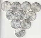 Lot of 10 1998 American Silver Eagle Coins Brilliant Uncirculated