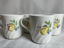 Corelle Coordinates Stoneware Chutney Abundance Fruit Swirl Coffee Cups Set of 4