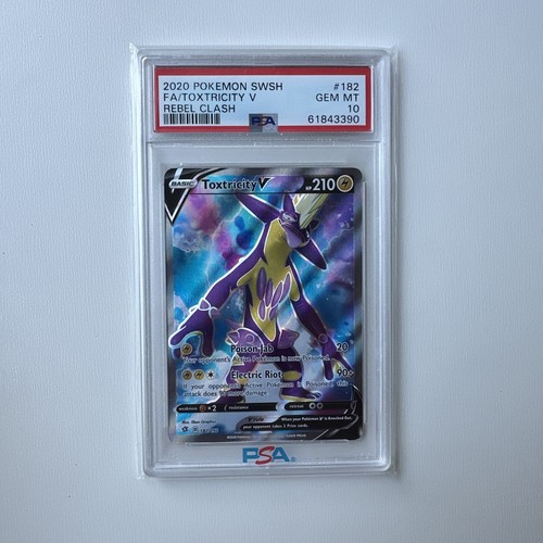 2020 POKEMON TCG SWORD & SHIELD REBEL CLASH 182 FULL ART TOXTRICITY V PSA 10 - Picture 1 of 2