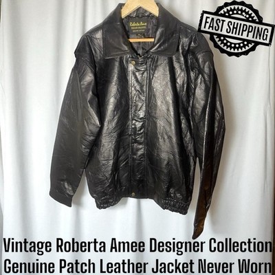 Vintage Roberta Amee Designer Collection Genuine Patch Leather Jacket Never Worn