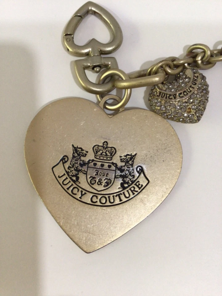 Juicy Couture Vintage Dorado Scottie Logo Corazón Estrás Bolso Llavero Dije Foto 2 de 4