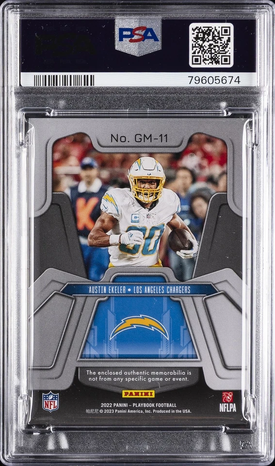 2022 PANINI PLAYBOOK GAMEDAY MATERIALS #GM11 AUSTIN EKELER PSA 9 - Image 2 of 2