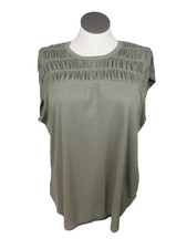 Maurice's Womens XL Top Blouse Sleeveless Olive Green Pullover  EUC