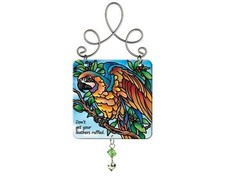 Joan Baker Design Don't Get Your Feathers Ruffled Blue and Gold Macaw Suncatcher