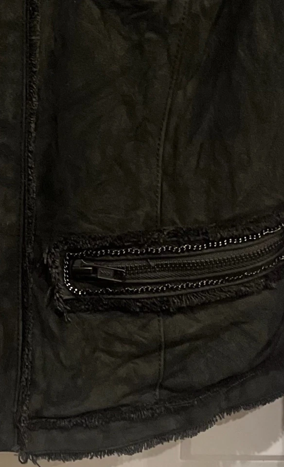 Veda Medium Leather Suede Jacket Upscale High End Medium Fringe  - Image 3 of 4