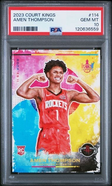 Amen Thompson 2023 Panini Court Kings RC Level II SP PSA 10 #114 Rockets