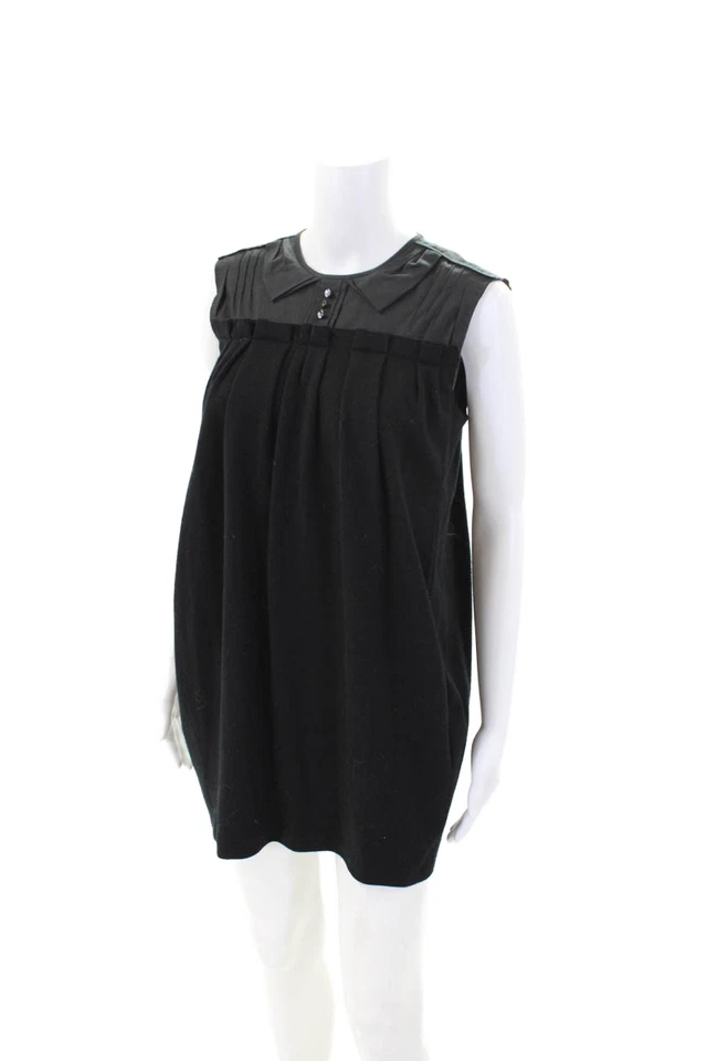 Mini Vestido Marc Jacobs Mujer Lana Plisado Cintura Imperio Sin Mangas Negro Talla 2 Foto 2 de 4