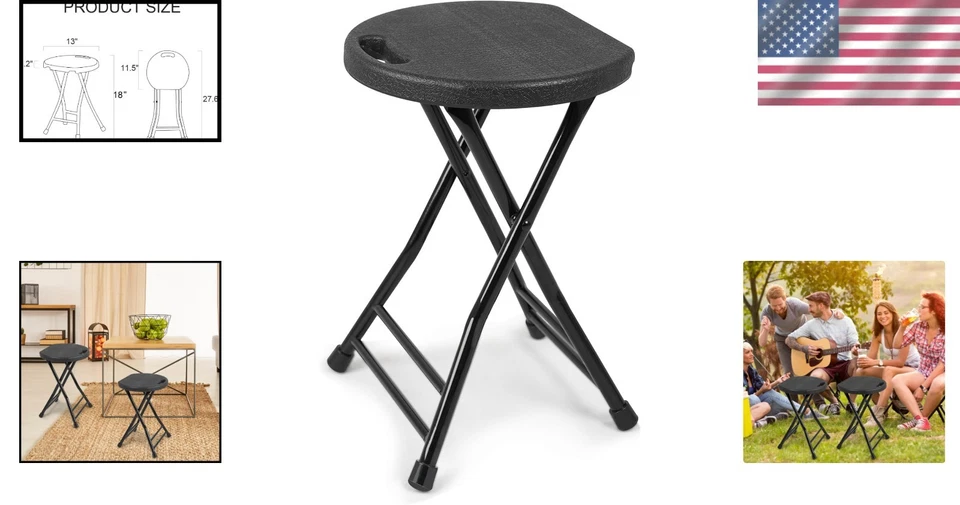 Lightweight Folding Stool with Handle - 600 lbs Capacity for Outdoors & Indoors - Image 2 of 4