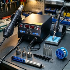 WEP Digital Soldering Iron Kit With Desoldering Hot Air Rework Station Suction