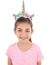 Soft Plush Silver Mystical Magical Unicorn Horn Headband Costume Accessory