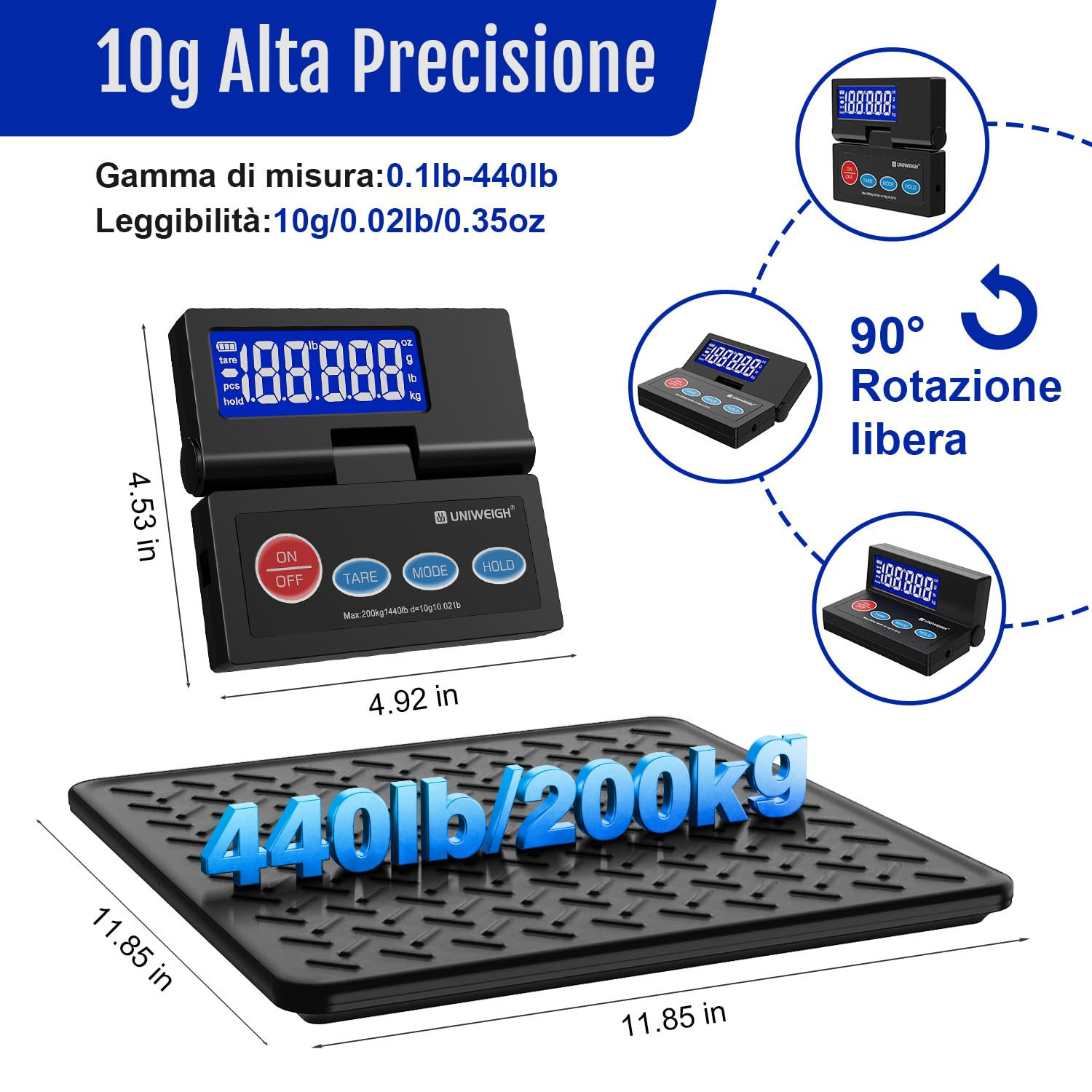 Bilancia Pesapacchi 200kg Robusta | Acciaio Inox Precisione 10g LCD - 2