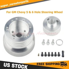 For GM Chevy 5 & 6 Hole Steering Wheel Polished Hub Adapter Flaming River Ididit
