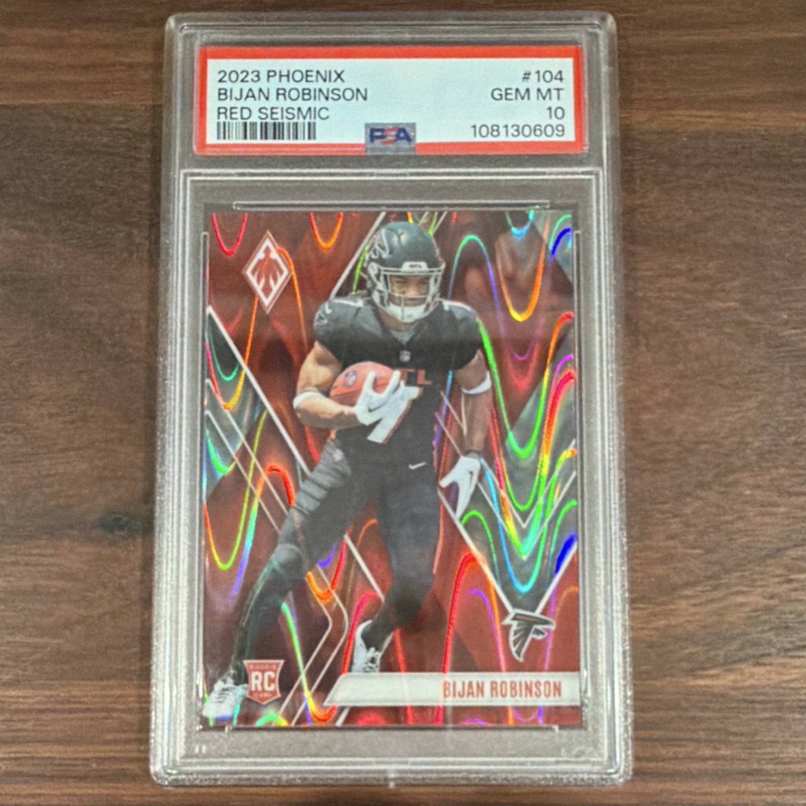 2023 Panini Phoenix Bijan Robinson #104 Red Seismic Rookie /199 PSA 10 Falcons