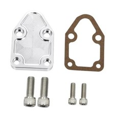 Billet Sbc Chevy Fuel Pump Block-off Plate Kit Clear Anodized Polished Gh-81272a