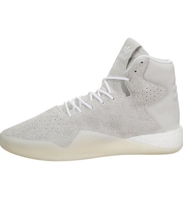 adidas Tubular Instinct Gray White Suede High Top Lace Up Sneaker Athletic