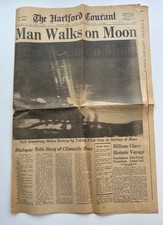 Original Newspaper Front Page: Man Walks On Moon July 21, 1969 Hartford Courant Original Newspaper Front Page: Man Walks On Moon July 21, 1969 Hartford Courant
