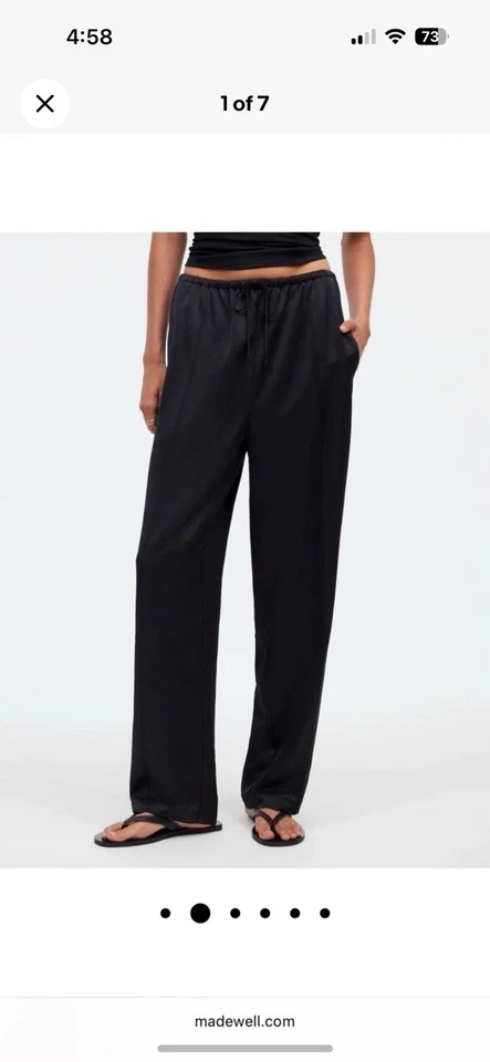 NUEVO Pantalones de satén pintucked para mujer Madewell XL en negro NQ424 30” entrepierna Y04 Foto 4 de 4