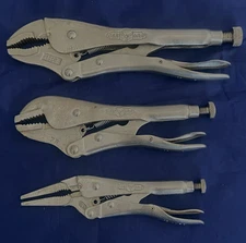 (3) Super Clean VISE GRIP/IRWIN Locking Pliers Curved 10CR Str 7R Long nose 6LN