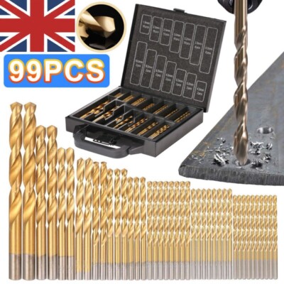 99Pcs Titanium Coated HSS Drill Bit Set Kit for Wood Metal 1.5-10mm ...