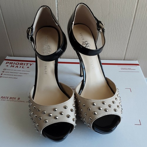 black studded platform heels