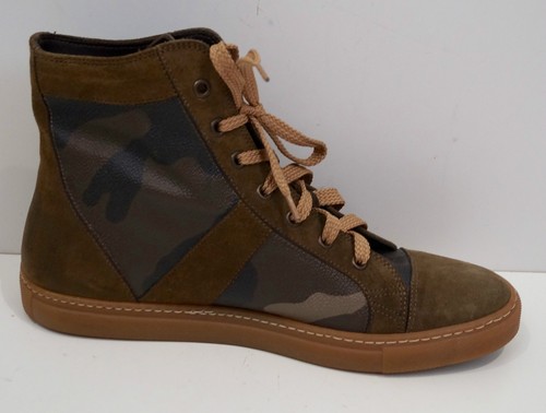 TRUSSARDI Khaki Braun Camo Print Wildleder Leder High Tops Sneaker 40 Neu ohne Karton - Bild 6 von 10