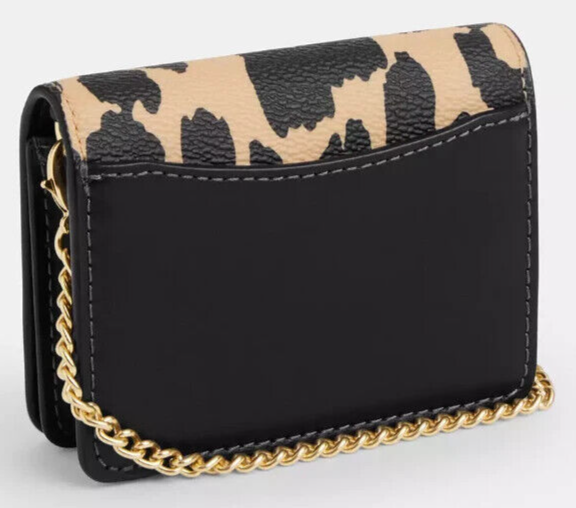 Coach Mini Wallet Leopard Animal Print Gold Chain CX151 Cheetah